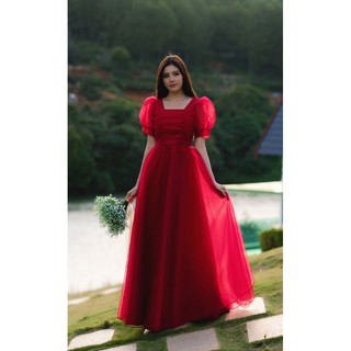 Đầm maxi dạ hội đỏ, xếp ly ngực dễ thương, hình thật sp 100%