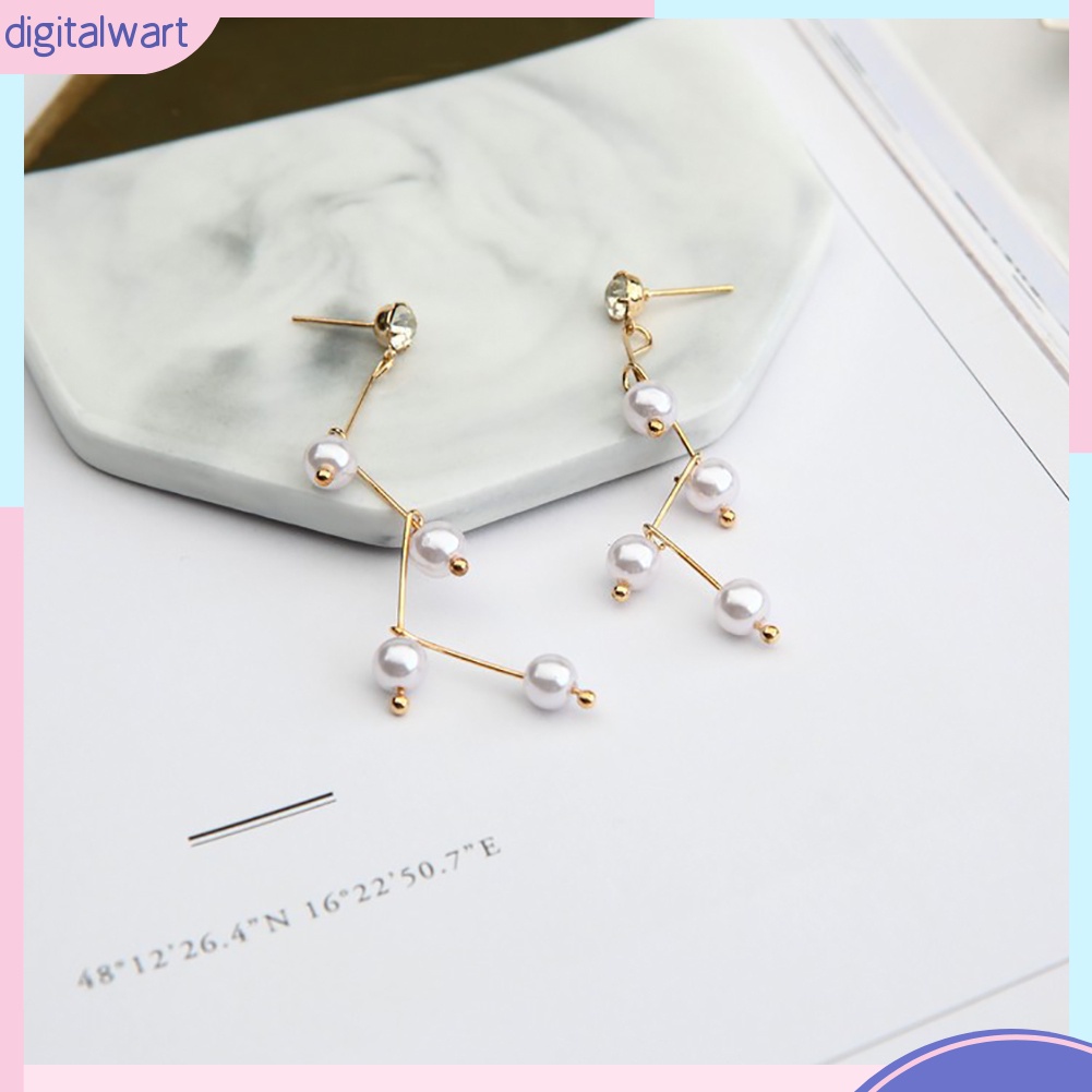 Bông tai dáng dài đính hạt ngọc trai giả xinh xắn cho nữ