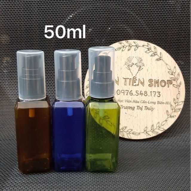 Chai nhựa vuông 50ml xịt giọt đen