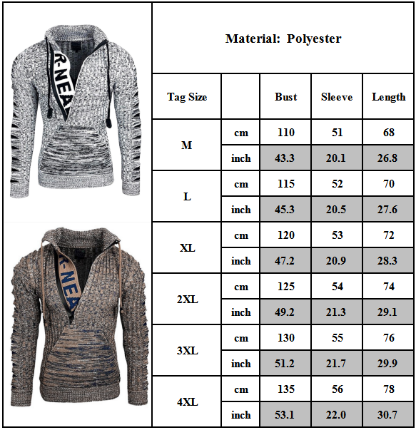 Men Long Sleeve Sweater Coat Casual Winter Warm Zipper Outwear