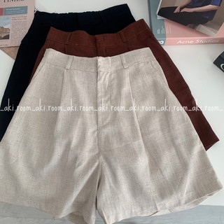Quần shorts linen cạp lưng chun