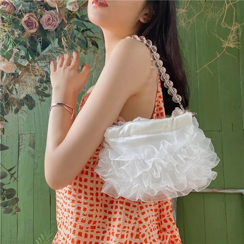 TÚI REN QUAI NGỌC 36033 PHONG CÁCH RETRO HÀNG CÓ SẴN ZIU.BAGS