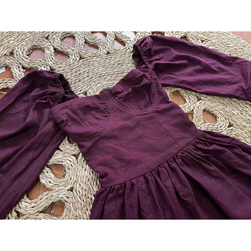 Đầm váy nữ cúp ngực xoè kiểu dáng Vintage vải Linen