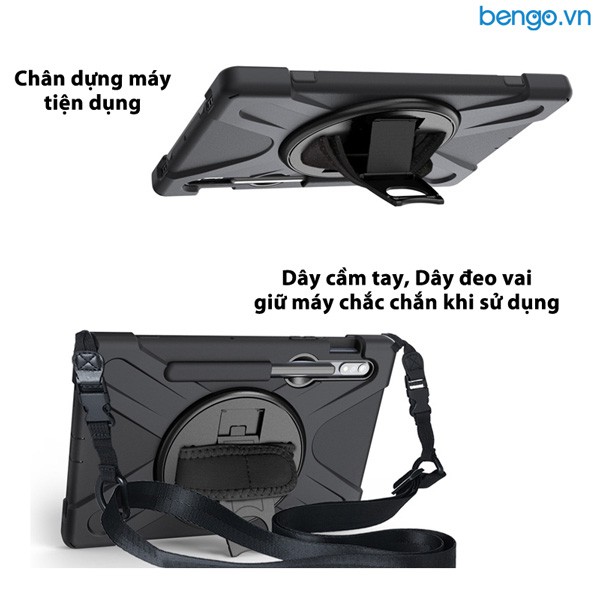 Ốp Lưng Samsung Galaxy Tab S7/Tab S7 Plus/Tab S7 FE/Tab S8/Tab S8+/Tab S8 Ultra Chống Sốc Dựng Máy Có Dây Đeo Vai Và Tay