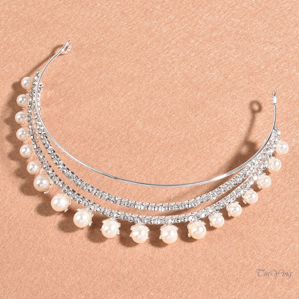 GETNOIVAS Vương miện đính đá 3 hàng lấp lánh cho phù dâu