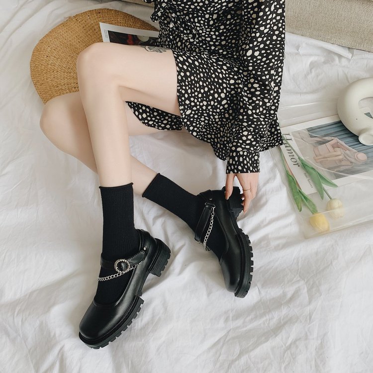 Giày Oxford Đế Bằng Phối Dây Xích Thời Trang Cho Nữ