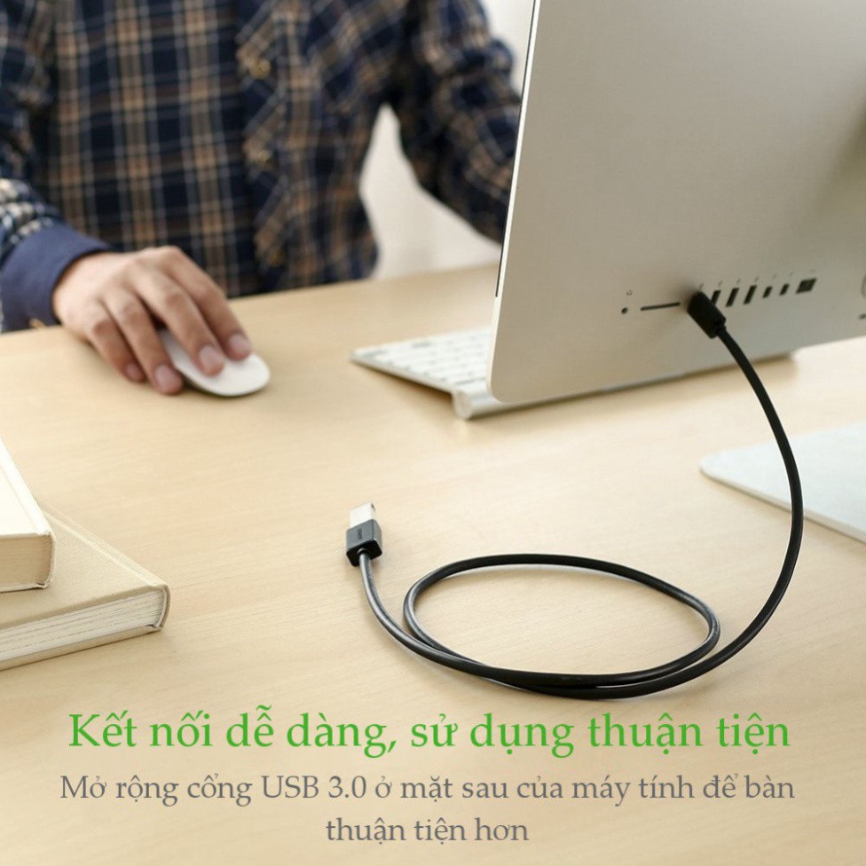 HOT- Dây nối dài USB 3.0 mạ vàng, dài từ 1-3m UGREEN US129 hỗ trợ tốc độ tải lên đến 5Gbps