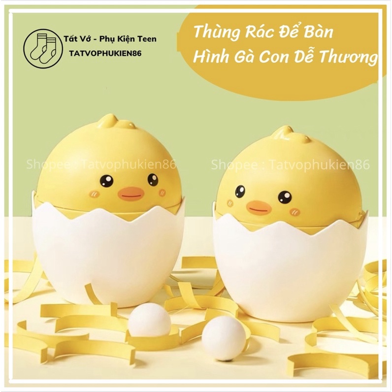 Thùng rác mini -để bàn SALE Thùng rác nhựa hình gà dễ thương đa năng -Decor bàn học Thùng đựng rác