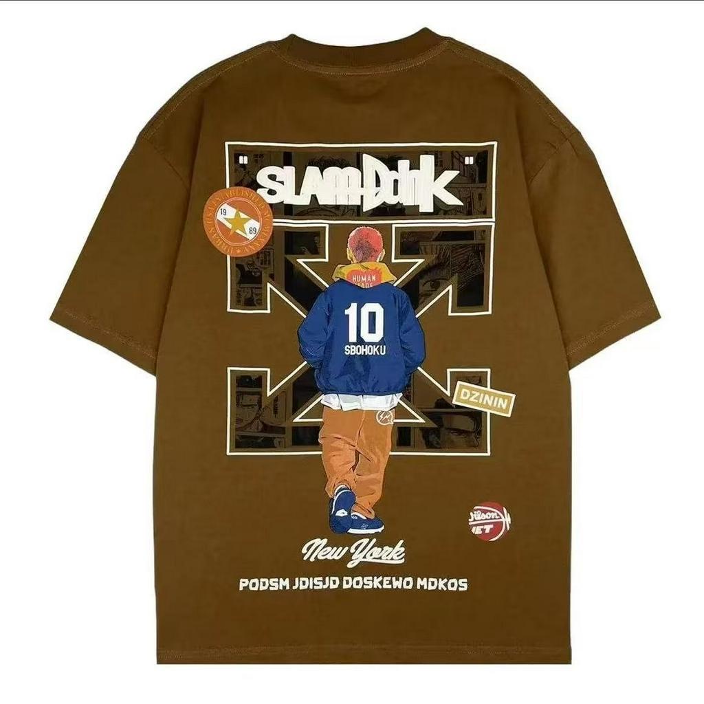 Áo Thun Cotton Tay Ngắn Dáng Rộng In Hình Slam Dunk 3 Màu Tùy Chọn Size M-5XL Thời Trang Mùa Hè Cho Nam