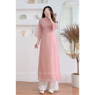 Áo dài tay loe hoa dây 4 tà kèm quần