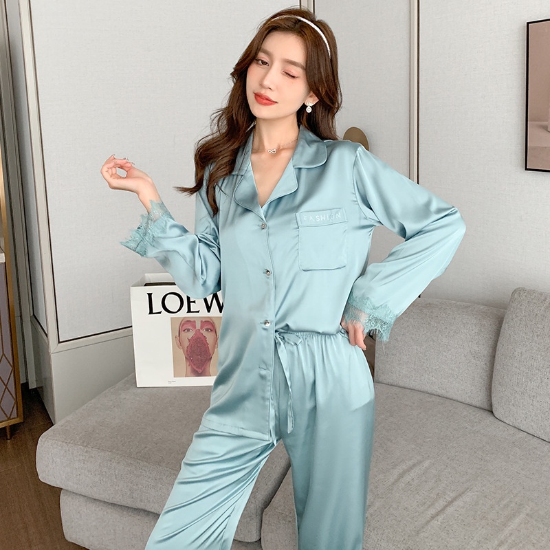 Bộ Đồ Ngủ Bằng Lụa Mát Màu Trơn Phong Cách Mới 2022