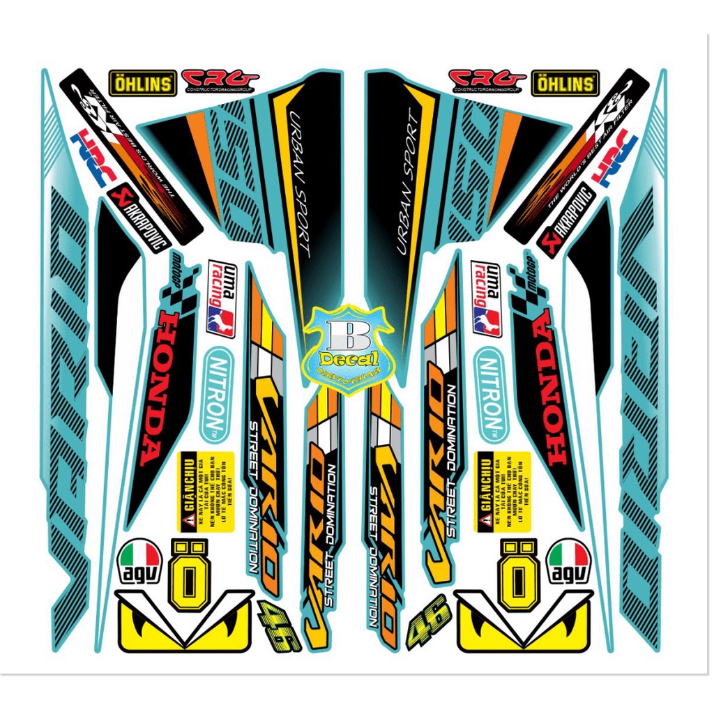 ( Quí khách vui lòng mang ra tiệm cho thợ dán ) Tem vario 150 xanh ngọc Bi decal