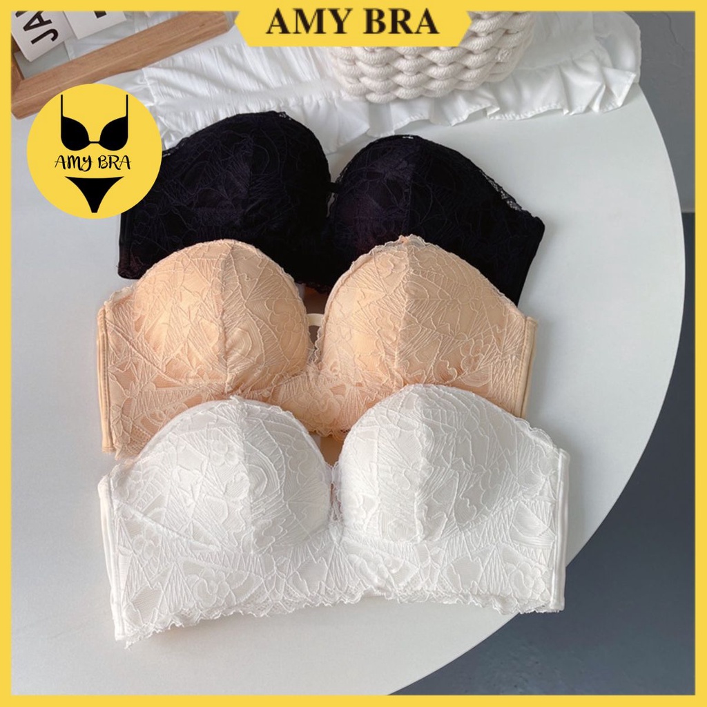 Áo Ngực Không Dây Ren Cao Cấp - Áo Lót Nữ Không Gọng Chống Tuột Ôm Ngực AMYBRA A930