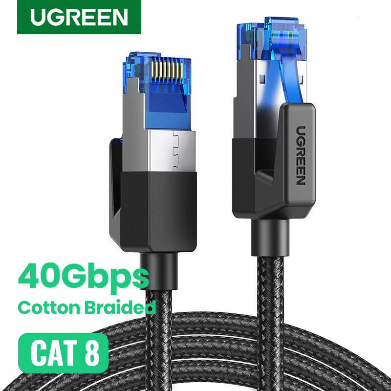 Dây cáp mạng RJ45 Ethernet Cat8 Dài 1m đến 10m Chính hãng Ugreen (Tốc độ 40Gbps-2000MHz) 80429 80430