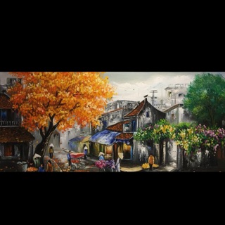 Tranh phố cổ khổ lớn, không khung tranh