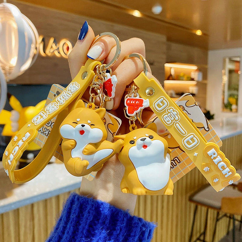 Internet Celebrity Lucky Little Wangchai Keychain Female Cute Cartoon Shiba Inu Key Pendants Creative Birthday Gift Key Chain Auto department store supplies