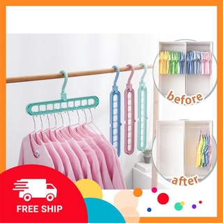 [FREE SHIP] SET 3 MÓC TREO QUẦN ÁO ĐA NĂNG 9 LỖ TIẾT KIỆM DIỆN TÍCH