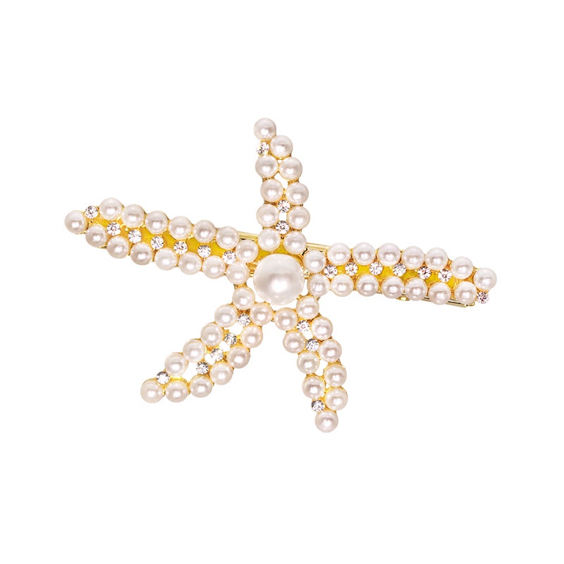Kẹp tóc hình sao biển đính ngọc trai giả thời trang cho nữ