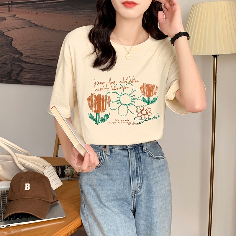 Áo Thun Nữ Cổ Tròn Tay Ngắn In Hình 51217