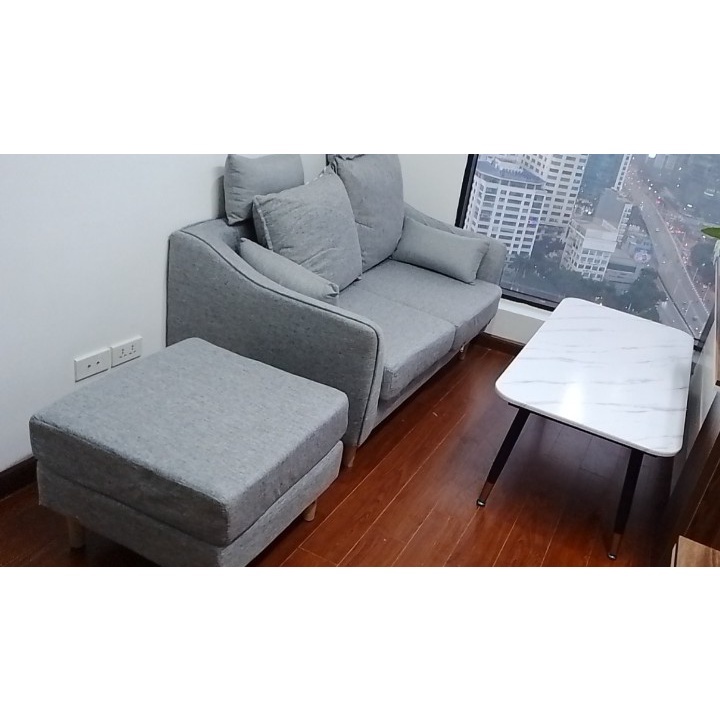 Bộ Sofa Phòng Khách Kèm Đôn Ghế - Ghế Sofa Phòng Khách Bọc Nỉ Cao Cấp Phong Cách Bắc Âu