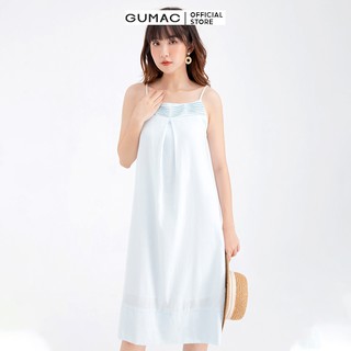 Đầm suông nữ 2 dây xếp ly GUMAC DB676