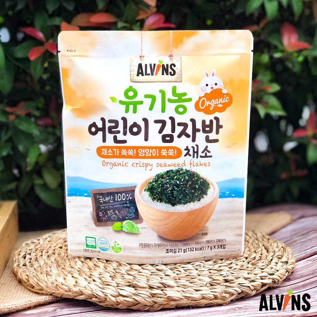 Rong biển rắc cơm hữu cơ vị rau củ Alvins 21g