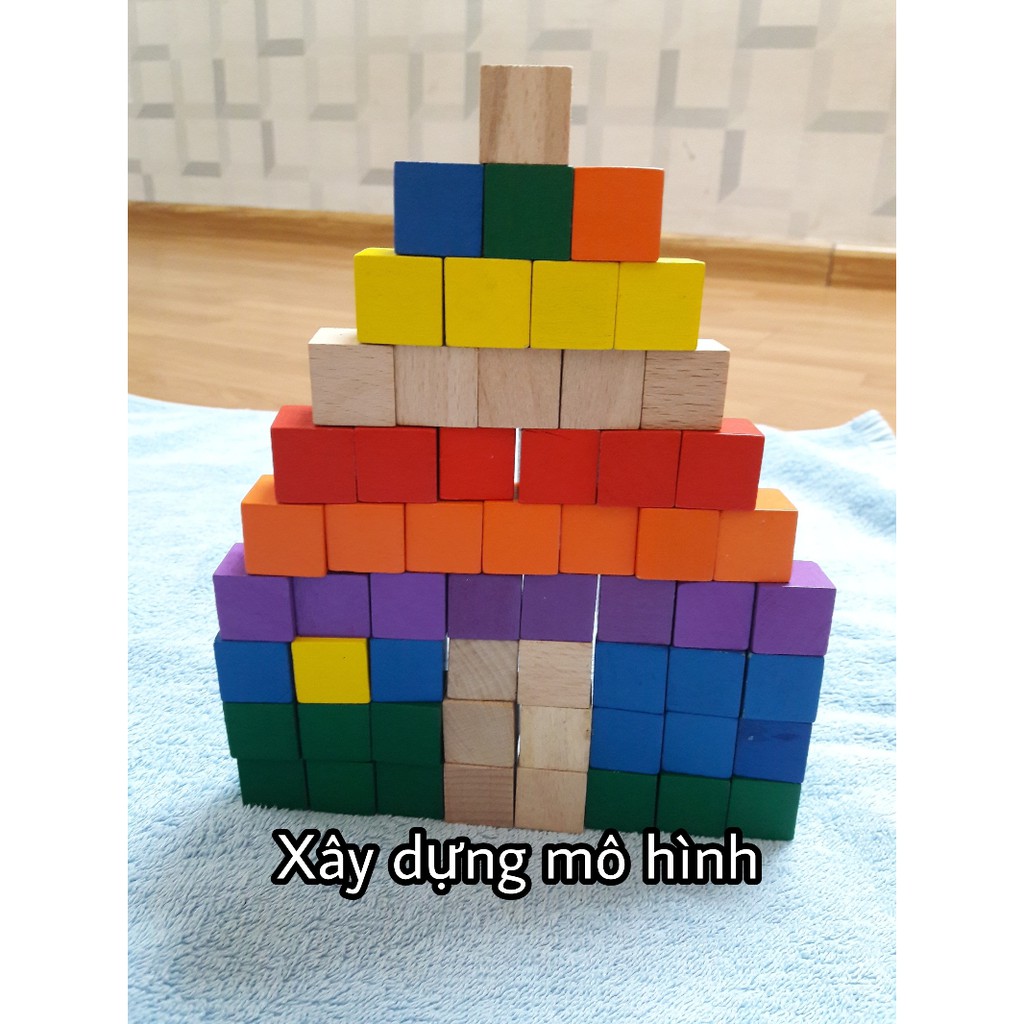 100 Khối gỗ vuông - Khối gỗ lập phương (cube) - loại 2.5cm