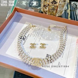Set vòng cổ- khuyên tai bông tai chờ neo siêu sang chảnh rose vc133. t346