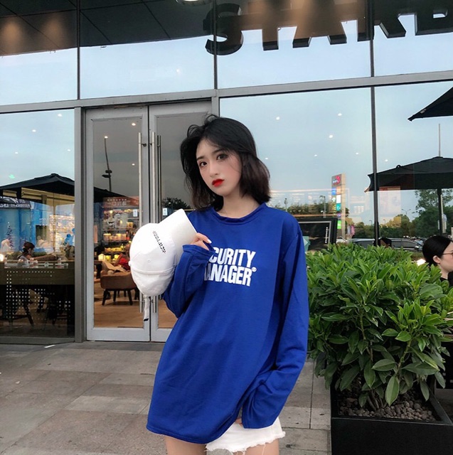 Áo Thun Tay Dài Form Rộng Thu Đông Phong Cách Hàn Quốc Ulzzang Unisex SECURITY MANAGER Cực Hot