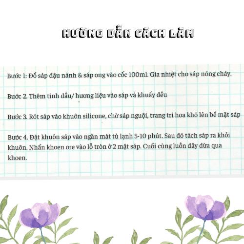 Set nguyên liệu làm sáp thơm hoa khô treo tủ (4-5 thỏi) - Mùi hương tự chọn