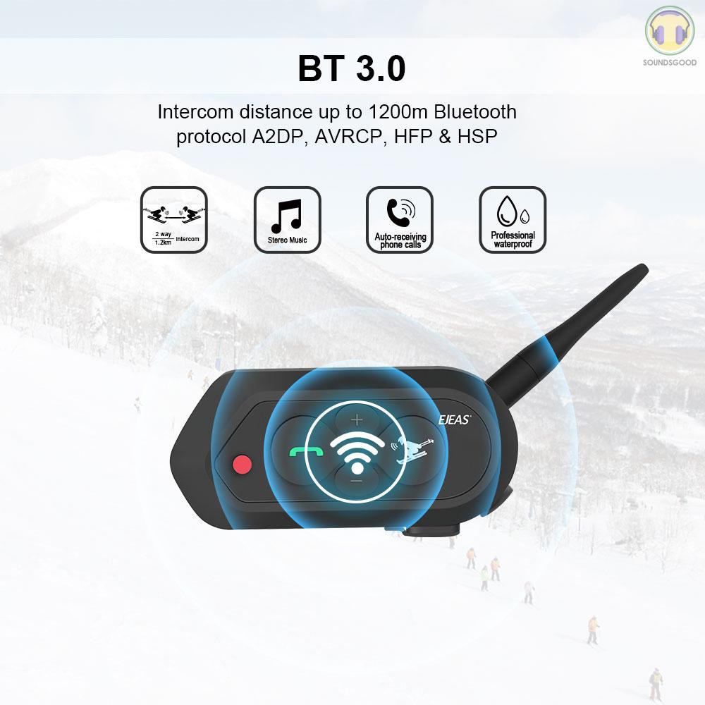 Nón Bảo Hiểm Tích Hợp Liên Lạc Điện Đàm Bluetooth 500mah Ejeas Ski10 1200m