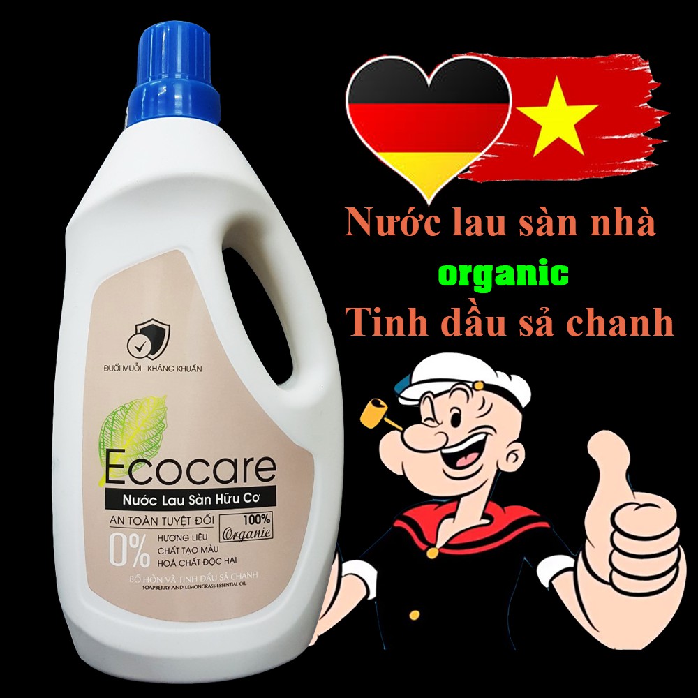 Nước lau sàn 100% hữu cơ sả chanh Ecocare, chống muỗi, chống trơn trượt