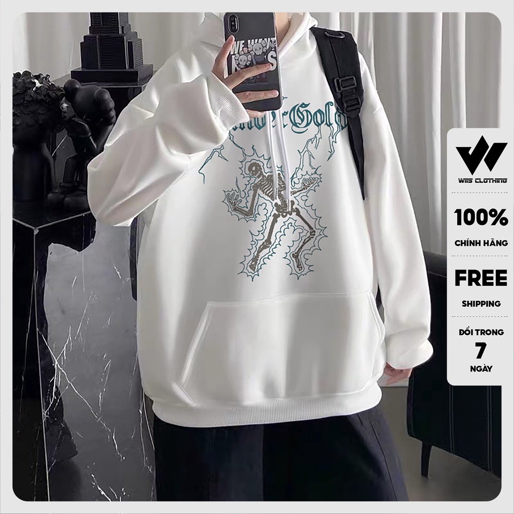 Áo hoodie unisex form rộng WIIS nỉ bông Thunder thời trang nam nữ oversize