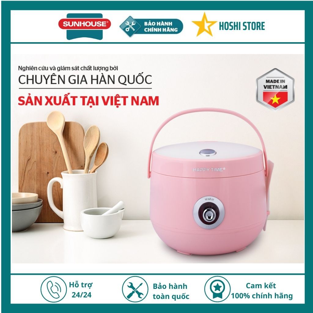 [CHÍNH HÃNG BẢO HÀNH 1 NĂM] NỒI CƠM ĐIỆN SUNHOUSE HAPPY TIME HTD8522G 1.2L/HTD8521P 1.8L, thân nhựa siêu bền