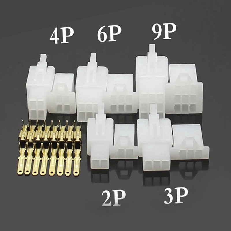 Set 5 Bộ Giắc Cắm  2P, 3P, 4P, 6P, 9P Nối Dây Điện Cho Xe Máy, ÔTô