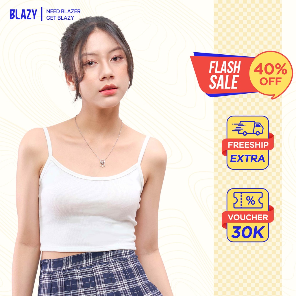 Áo Croptop Nữ Hai Dây BLAZY - Màu Trắng, Chất Thun Gân Thoải Mái, Ôm Body Sexy, Dễ Phối Nhiều Kiểu Đồ