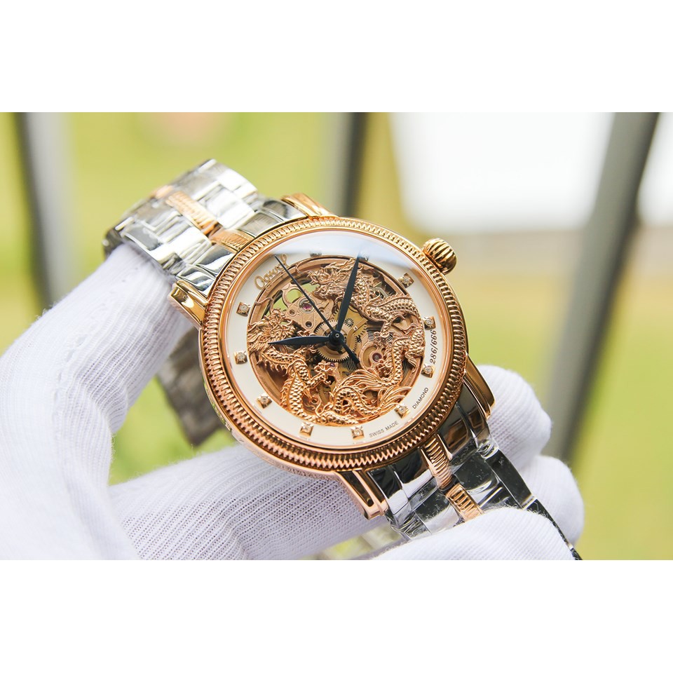 Đồng hồ nam Ogival - Máy Automatic cơ - Kính Sapphire - Dây da