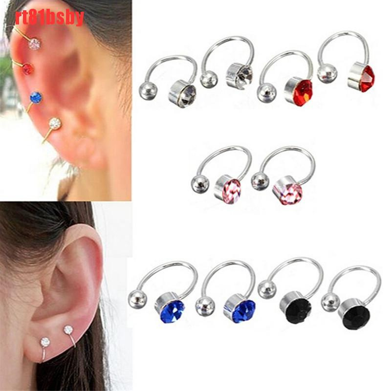 [rt81bsby]1 Pcs Crystal Ear Cuff U Shape Wrap Earrings No Piercing Rhinestone Ear Clip