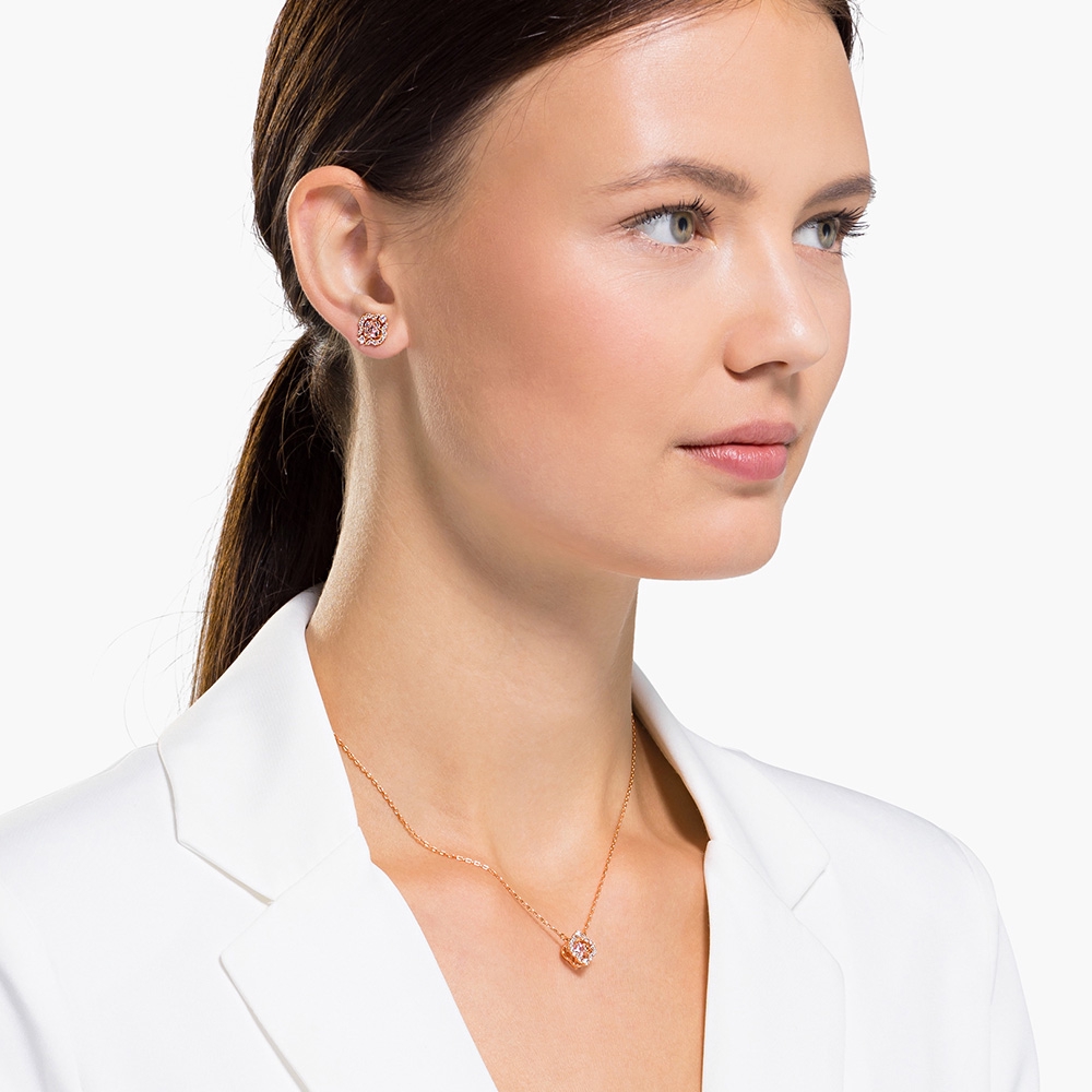 Bộ Vòng cổ + Bông Tai Pha Lê swarovski Hình Trái Tim Lấp Lánh Thời Trang Cho Nữ 5516488