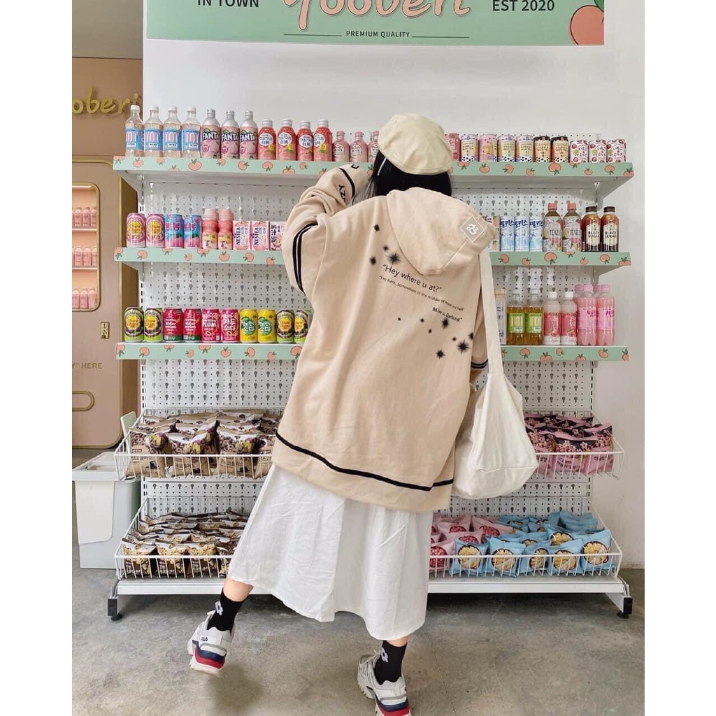 Áo khoác nỉ bông Cozy-be cotton unisex Fomr rộng dưới 70kg - áo sweater hoodie khoá kéo nữ | BigBuy360 - bigbuy360.vn