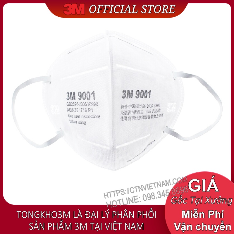 Khẩu Trang 3M 9001/9541 Chống Dịch Hiệu Quả, Đeo Tai, Hàng Chính Hãng