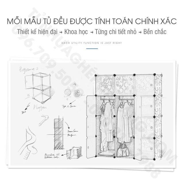 TỦ NHỰA QUẦN ÁO LẮP GHÉP 8+4 Ô GÓC SÂU 47cm. Tặng móc treo đồ. Mẫu bán chạy nhất