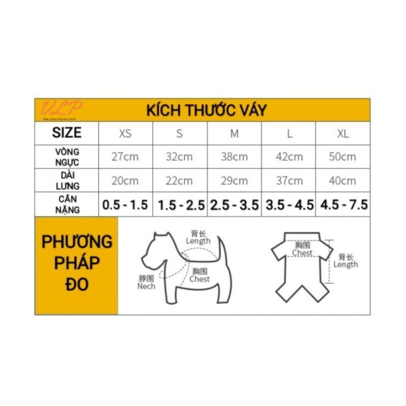 [2.5kg-7.5kg] Váy ôm dễ thương - trang phục thú cưng đáng yêu