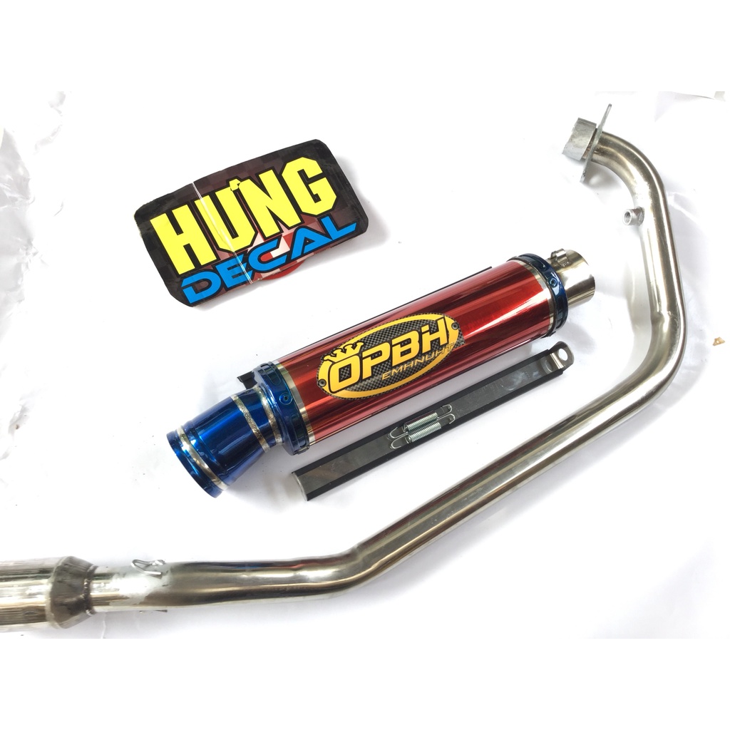 Bộ pô OBPH ĐỎ FULL CỔ INOX THẲNG WAVE, SI, CUP, DREAM, EXCITER, WINER, SONIC, RAIDER FI, SATRIA, GSX