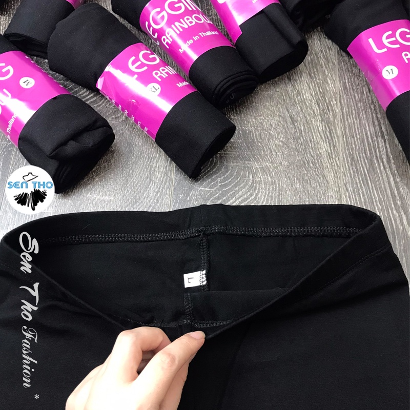 Quần Legging Nữ Ngố Đùi Lửng Cạp Chun Màu Đen Chất Thun Co Giãn 4 Chiều Mặc Ôm Dáng Trẻ Trung Năng Động