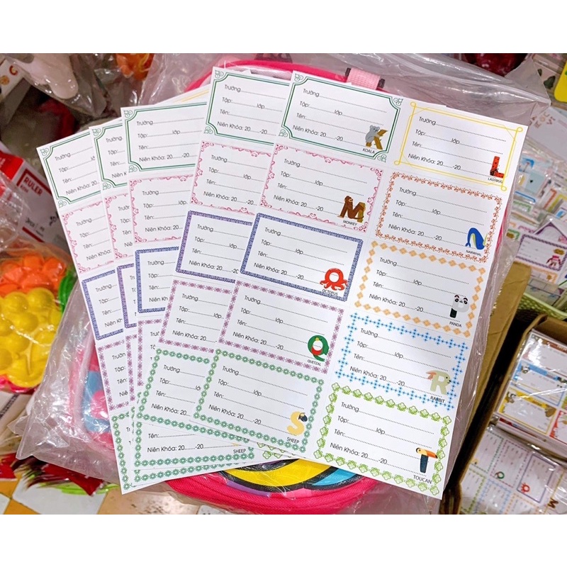 Nhãn dán tập vở nhiều hình dễ thương giá rẻ - Đại Sỉ