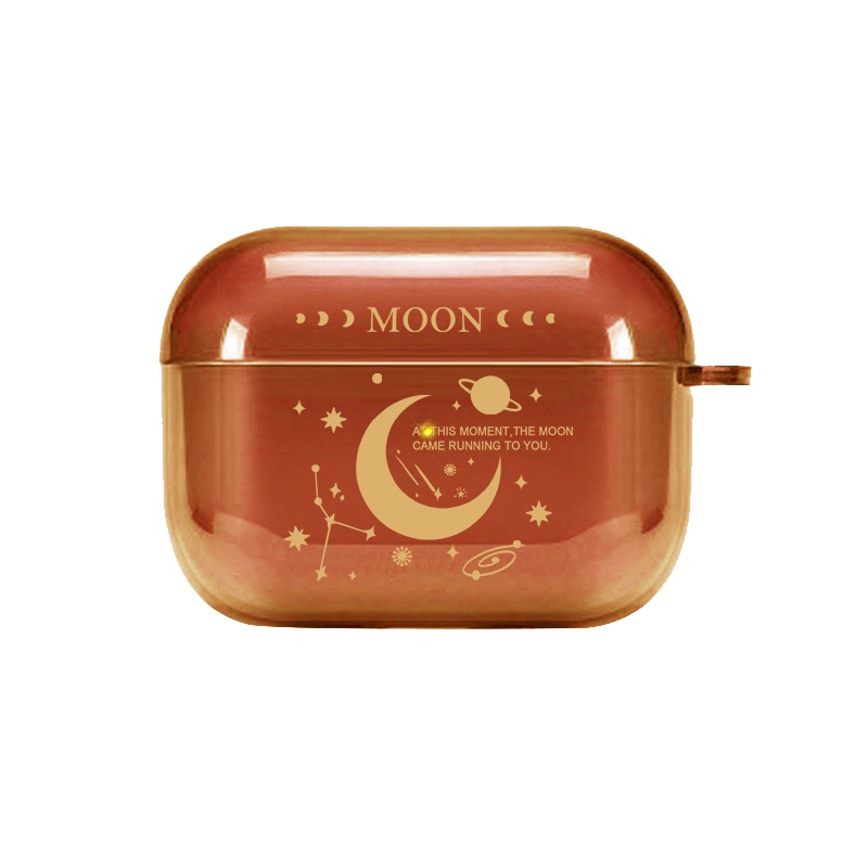 Vỏ Bảo Vệ Hộp Sạc Tai nghe không dây Apple Airpods 3 2021 Pro 2 2022 1 / 2 Pro Hình Mặt Trăng Caramel Trong Mờ Dễ Thương