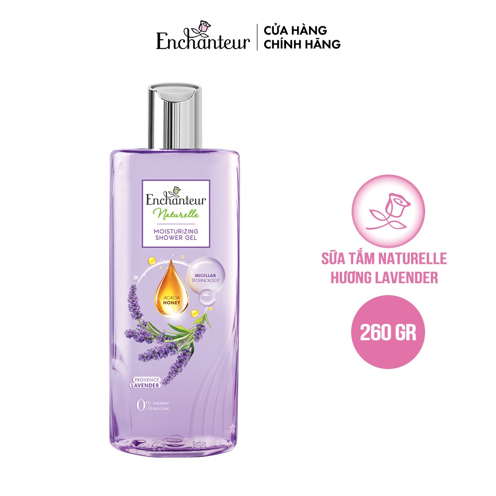 Combo Sữa tắm Enchanteur Naturelle hương hoa Lavender 260g + Sữa Tắm Nước Hoa Dưỡng Da Delightful 650G