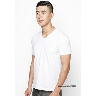 Áo thun nam cotton cổ tim
