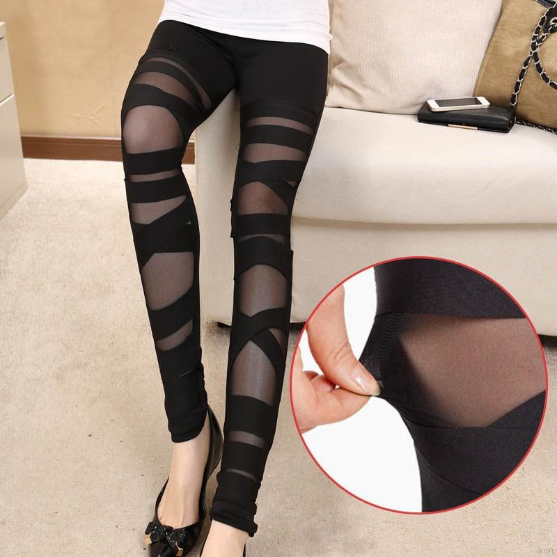 Quần legging dài thiết kế lỗ chắp vá thời trang cá tính dành cho nữ | BigBuy360 - bigbuy360.vn
